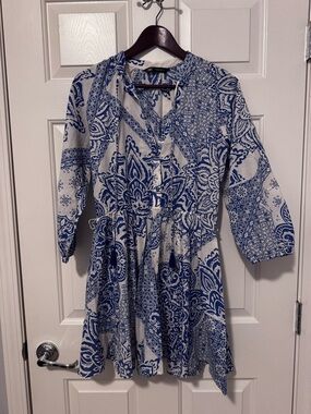 Zara Blue and White Paisley Tunic